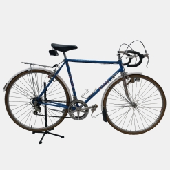 Vélo de course Cilo vintage acier bleu d'occasion (2x5v), marché des étalagistes de la Riponne à 1005 Lausanne Vaud Romandie